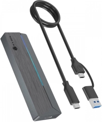 Eksternt kabinet til M.2 SSD NVMe og SATA med RGB-belysning, USB 3.2 Gen 2 (10 Gb/s)