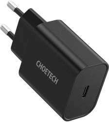 Vægoplader USB‑C CHOETECH 20W PD hurtigoplader (sort)