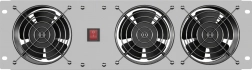 Vertikal ventilationspanel 19" 3U til rack, tre blæsere, 230 V, grå