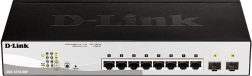 D-Link DGS‑1210‑08P gigabit PoE smart switch 8× RJ‑45 og 2× SFP