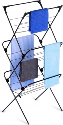 Sammenklappeligt metal-tørrestativ til tøj, sort, 61 × 58 × 136 cm
