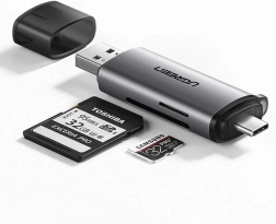 Ugreen SD-/micro SD-kortlæser USB 3.0 / USB Type-C 3.0 grå