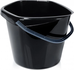 Plastspand i sort 14 l med tud