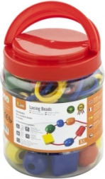 Træperler til snøring i hånden – ekstra store