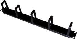 1U 19" kabelorganizer med 5 kroge, sort
