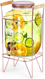Glas drikkedispenser med hane og gyldent stativ 4,2 l Vilde