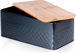 Brødkasse i metal med bambuslåg 33,5 × 18,5 × 12,5 cm