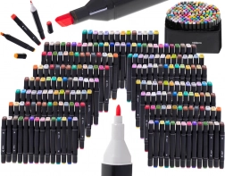 Dobbeltendede alkoholbaserede markere i etui, 168 farver