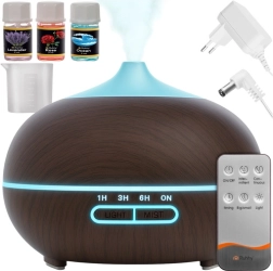 Ultralyd aroma diffuser og luftfugter 400 ml med LED, ionisering og fjernbetjening