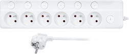 Solight-forlængerledning med individuelle afbrydere, 6 stikkontakter, 3 m, hvid