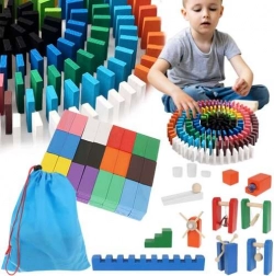 Trædomino og kuglebane 407 dele med taske