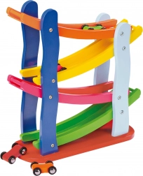 Lille fod træ racerbane med 4 biler