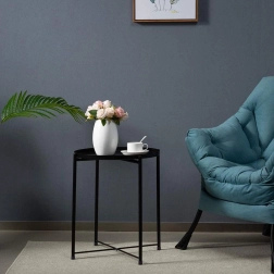 Rundt metalbord i loftstil - sort