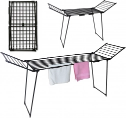 Stående udtrækkeligt tørrestativ til tøj, altan, 27 m, sort
