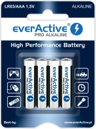 Alkaliske batterier AAA (LR03) Everactive Pro Alkaline, blister 4 stk.