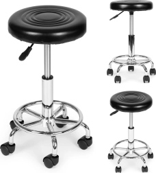 Drejestol til kosmetik og sundhed med ryglæn, sort ModernHome