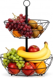 To-etagers metalfrugtkurv – sort geometrisk stander