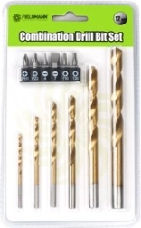 Sæt med 6 metalbor og 6 bits (flade, krydskærv)