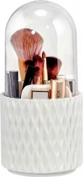 Drejeligt organizer til børster og makeup med gennemsigtigt låg