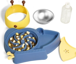 Skål med automatisk vanddispenser til hund og kat 2-i-1 - blå