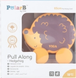 Træk-legetøj i træ formet som en pindsvin