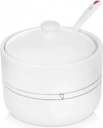 Keramisk sukkerskål med ske Hjerte 300 ml