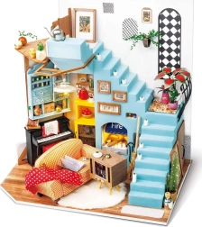 ROLIFE miniature dukkehus stue – DIY byggesæt med LED-belysning