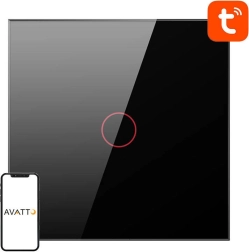 Smart berørings Wi‑Fi-lyskontakt Avatto, 1 knap, sort