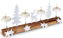 Hvid trælysestage til 4 fyrfadslys 40 × 6 × 16,5 cm