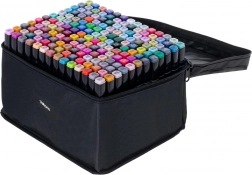 Dobbeltspids alkoholbaserede markere i etui med stander – 168