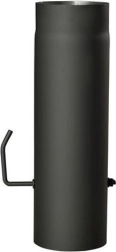 Røgrør med spjæld 150 mm, længde 500 mm, sort