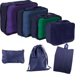 Rejseorganisatorer til kuffert – sæt med 7 stk., vandafvisende tasker og skopose – Granat