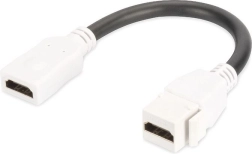 keystone hdmi 2.0 modul med kabel 12 cm, gennemgangsstik, hvid
