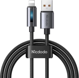 USB-kabel McDodo med LED-belysning 1,2 m sort