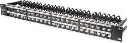 Modulært patchpanel Digitus med høj tæthed, 19" 48x Keystone, afskærmet, 1U, sort
