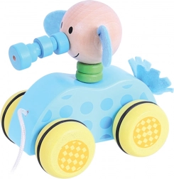 Træk-elefant i træ på snor