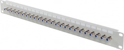 Patchpanel 24 porte 19" med F-konnektorer (gennemgang) – grå