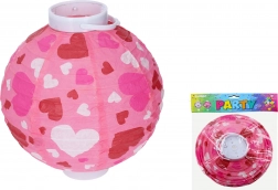 Lanterne kugle 20 cm på batterier med hjerte motiv