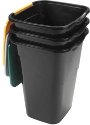 Plastikskraldespande til kildesortering HEIDRUN 3×50 l, sæt med 3 stk.