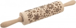 Trærullet prægerulle til dej med snefnug 39 cm