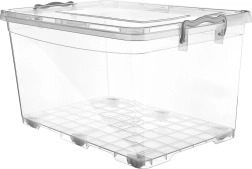 Gennemsigtig opbevaringsboks Multi med hjul, 80 l