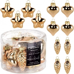 Glasjulepynt guld 4–4,5 cm, sæt 12 stk.