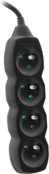 PowerWatch forlængerledning 3 m sort (4 udtag)