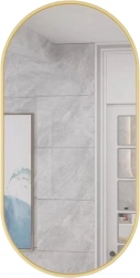 Stort ovalt vægspejl 100 × 50 cm med gylden ramme