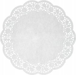 Sæt med 8 runde papir-kageunderlag 35 cm, hvide