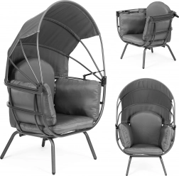 Have lænestol med justerbar baldakin, grå ModernHome