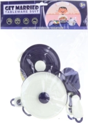 Sæt med børnekøkkenudstyr 9 dele blå/hvid