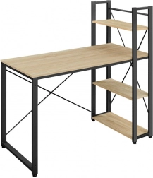 Computerskrivebord med fire hylder og justerbare ben, Sonoma eg