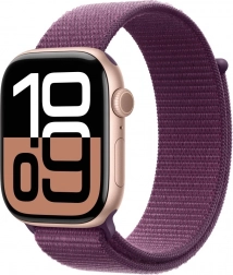 Apple Watch Series 10 GPS 46 mm rosaguld, sportsrem i blommefarve