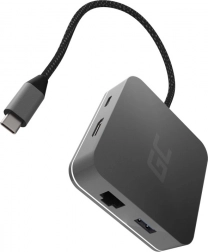 USB‑C-hub GREEN CELL 6‑i‑1 med HDMI, RJ45 og USB‑C PD-strømforsyning